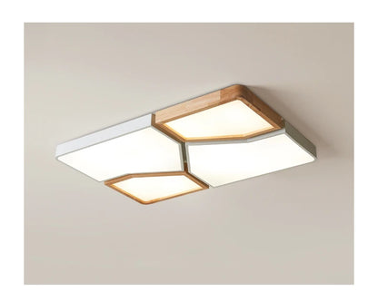 Geometra - Nordic Style Geometric Ceiling Light with Wood Finish