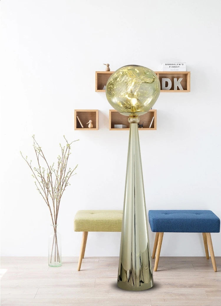 The Vulcan - Organic Form Floor Lamp with Smoke Gray Shade