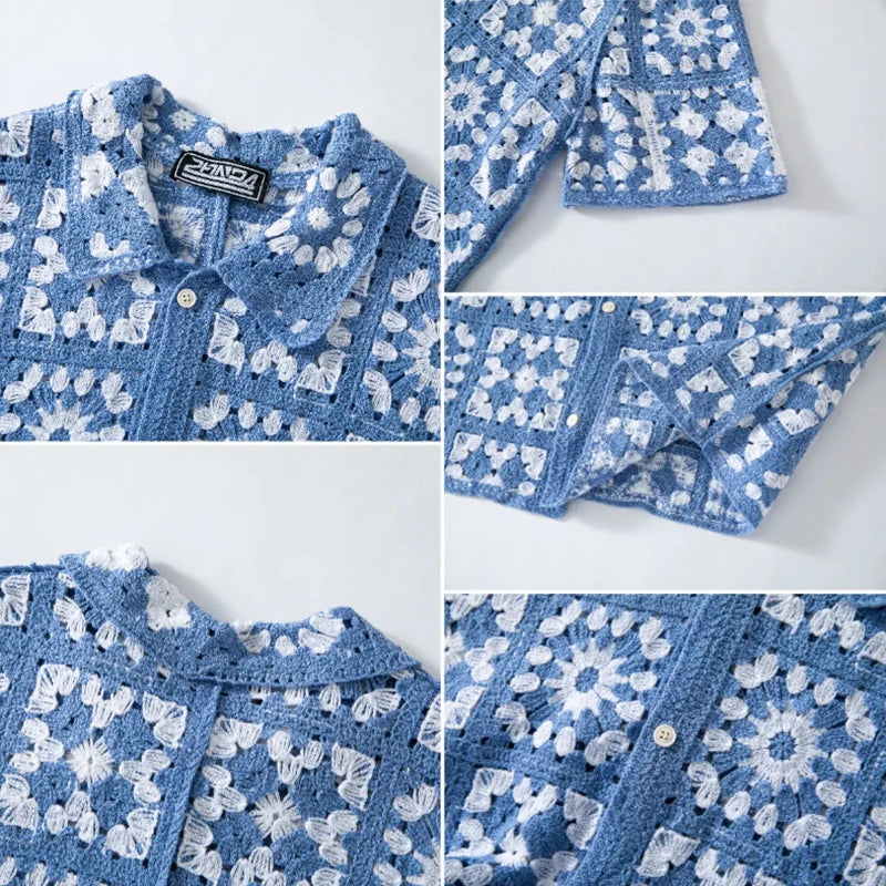 Floral Crochet Knit Shirt