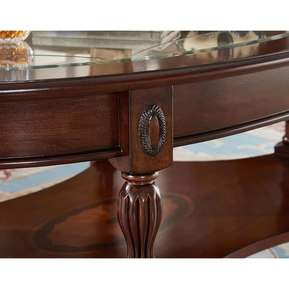 Vintage Glass Top Coffee Table Set