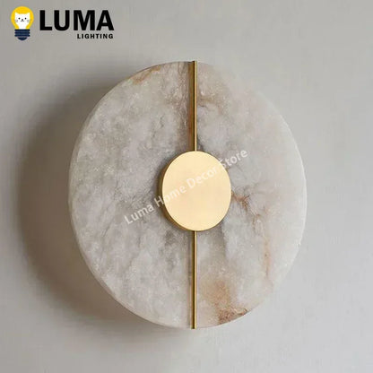 Round Alabaster Marble Wall Sconce