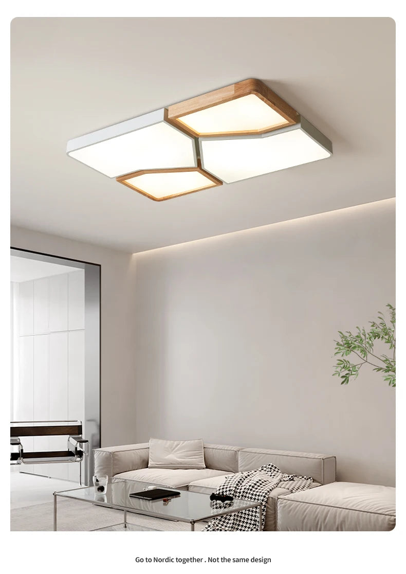 Geometra - Nordic Style Geometric Ceiling Light with Wood Finish