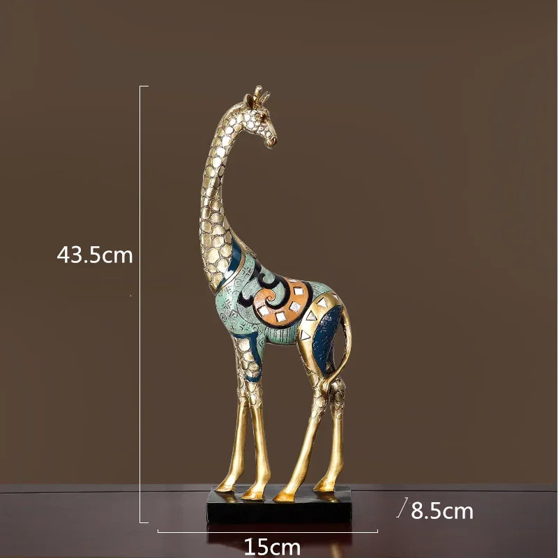 The Bond - Mother &amp; Child Giraffe Sculpture in Gold-Finished Resin
