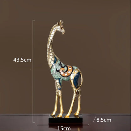 The Bond - Mother &amp; Child Giraffe Sculpture in Gold-Finished Resin