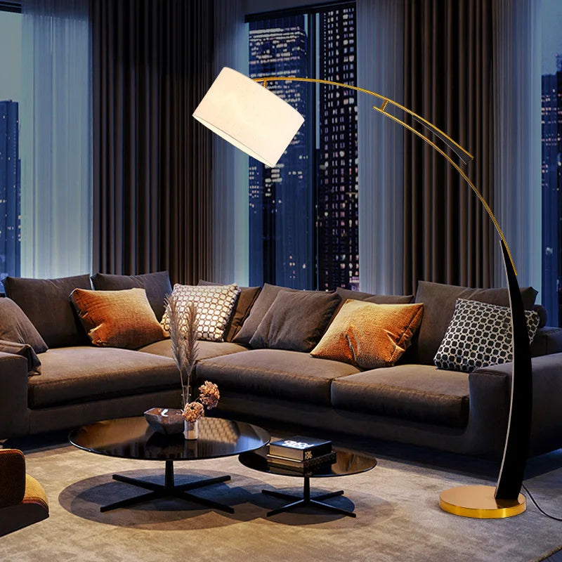 Arc Floor Lamp – Black and Gold Bow