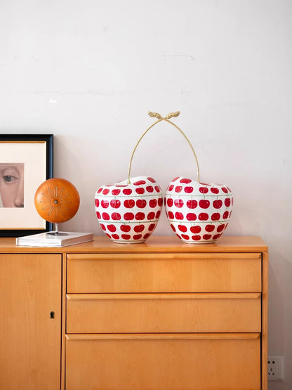 Hand-Painted Ceramic Cherry Ornament