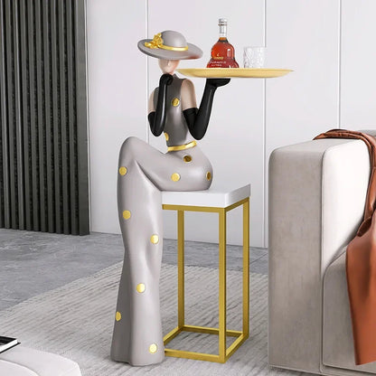 Fashion Figure Floor Sculpture with Tray