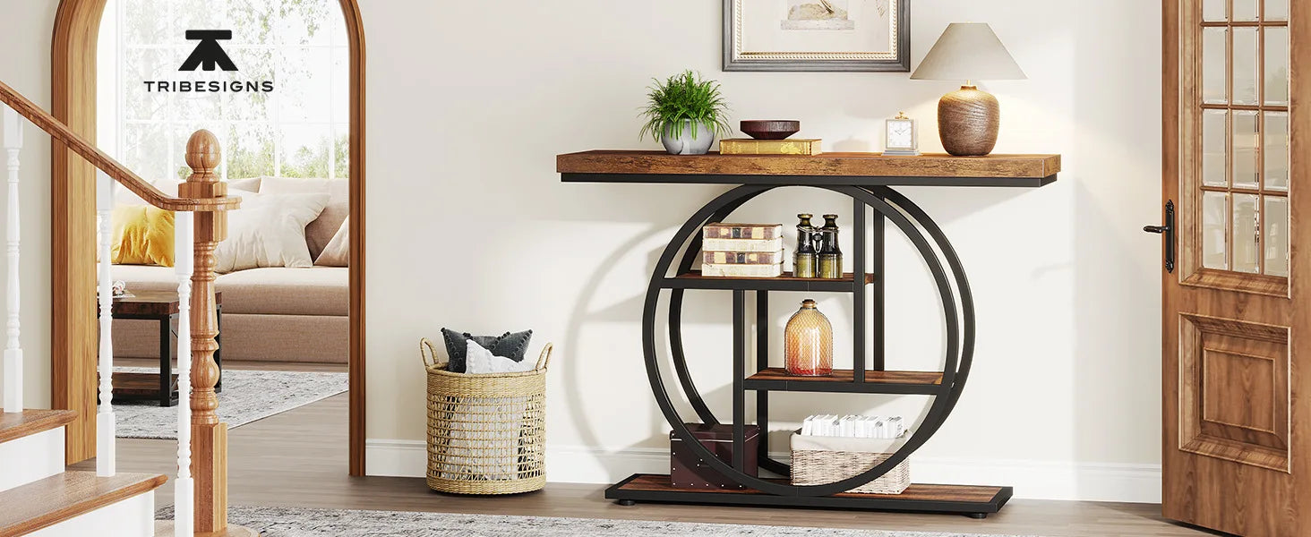 Modern Iron &amp; Wood Entrance Table