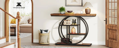 Modern Iron &amp; Wood Entrance Table