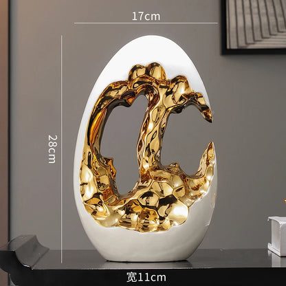 Egg Sculpture – Abstract Metallic Statement Piece