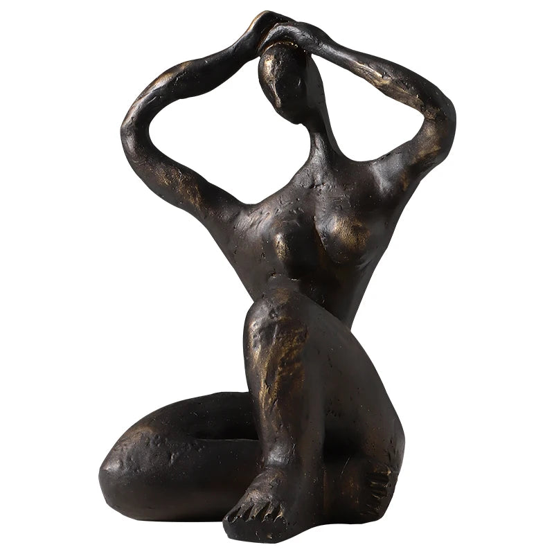 Abstract Retro Girl Resin Sculpture
