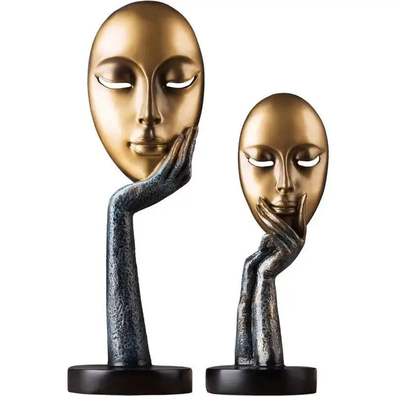 Abstract Face and Hand Resin Sculpture