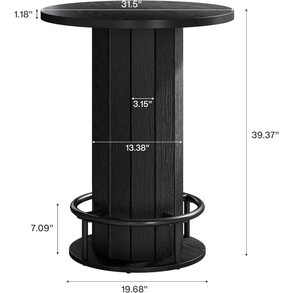 The Tavern - Round Bar Height Table with Fence Base and Footrest