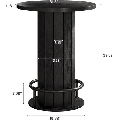 The Tavern - Round Bar Height Table with Fence Base and Footrest