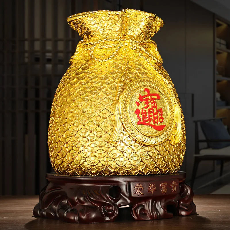 WEALTH VESSEL | Golden Money Bag Sculpture