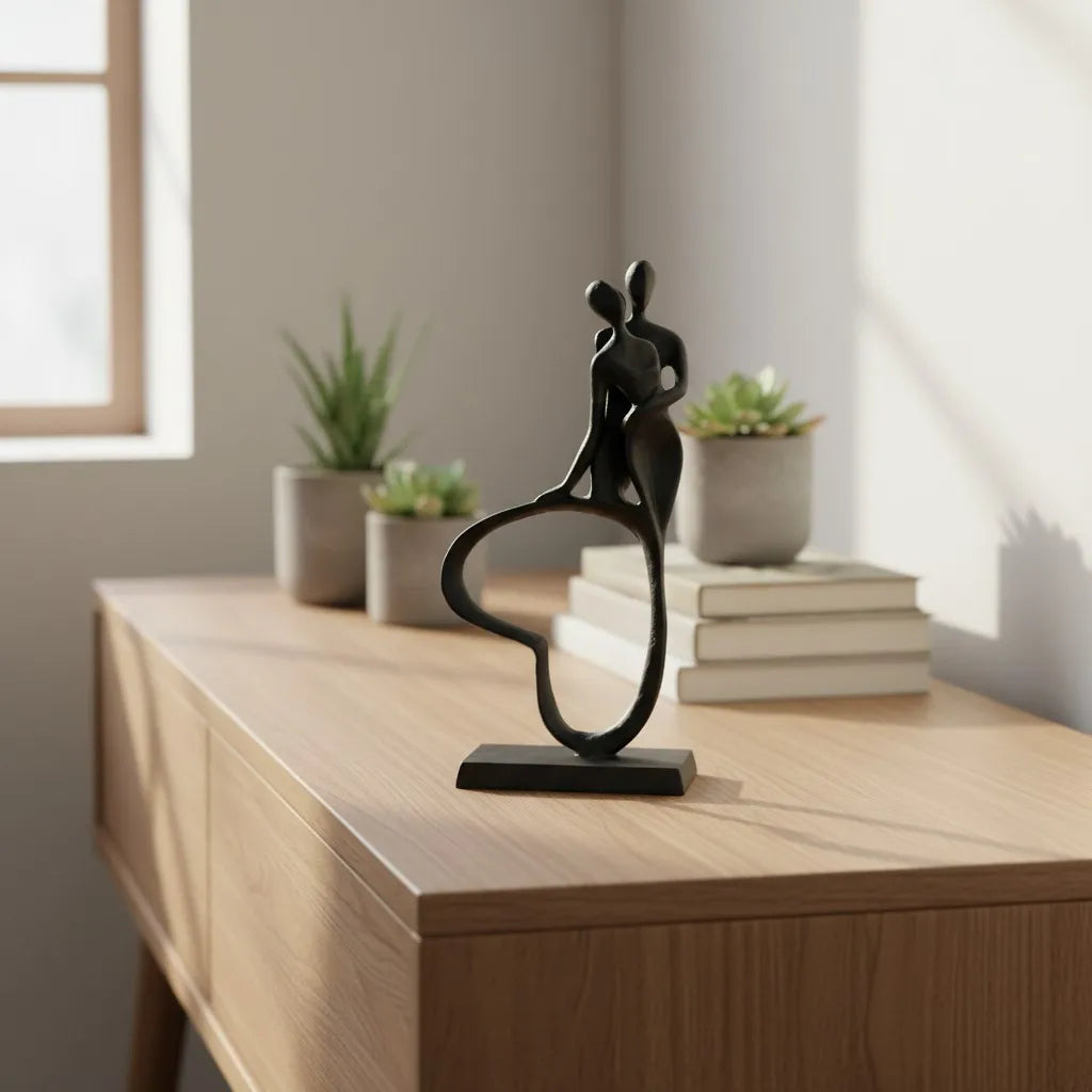 Heart Silhouette Couple Cast Iron Sculpture