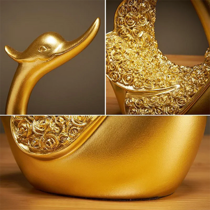 The Grace Pair - Geometric Swan Sculpture Set in Modern Resin