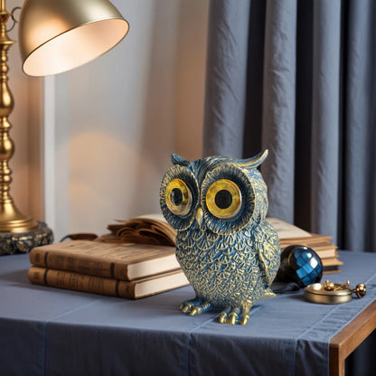 Big-Eyed Owl Figurine – Antique Blue Bronze