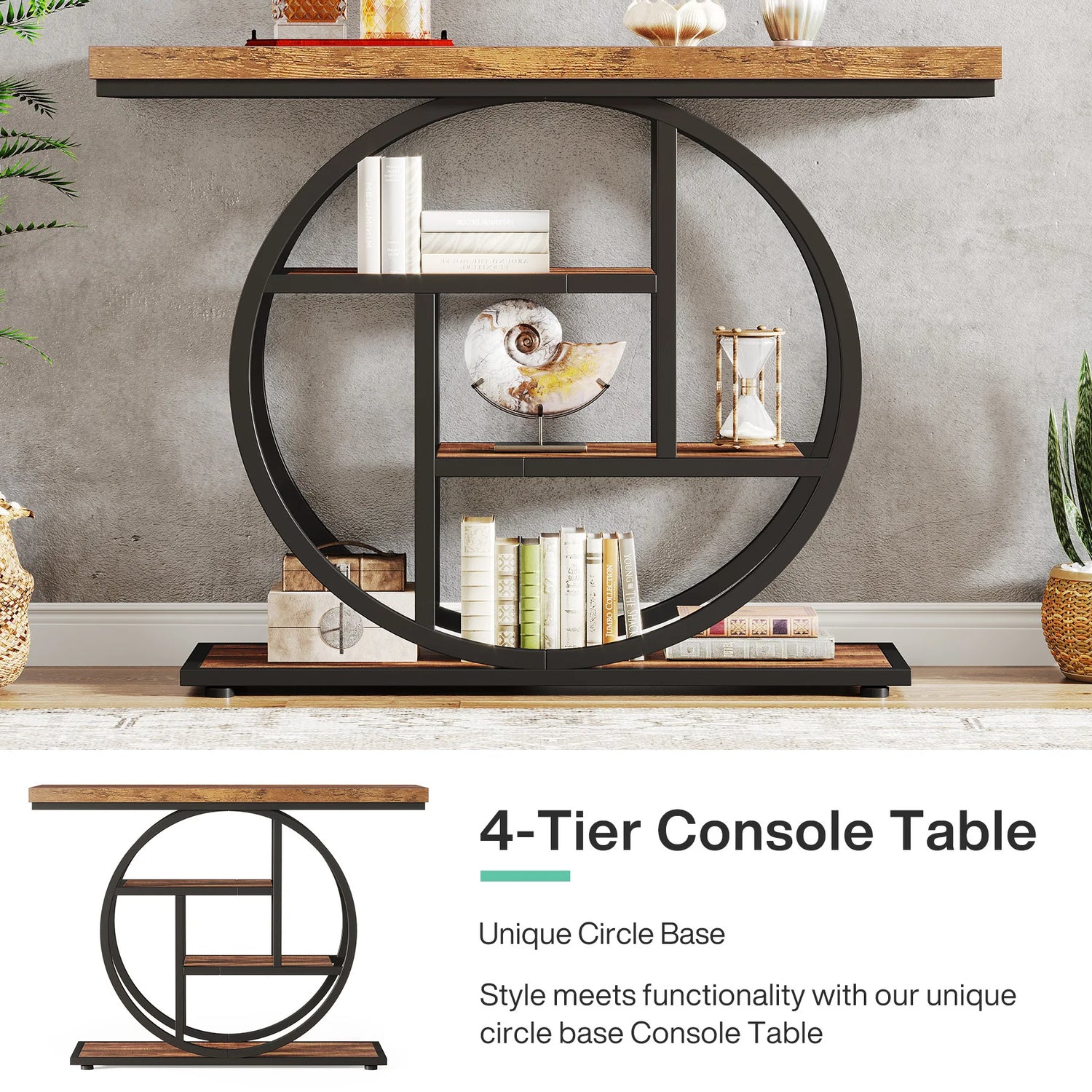 Modern Iron &amp; Wood Entrance Table