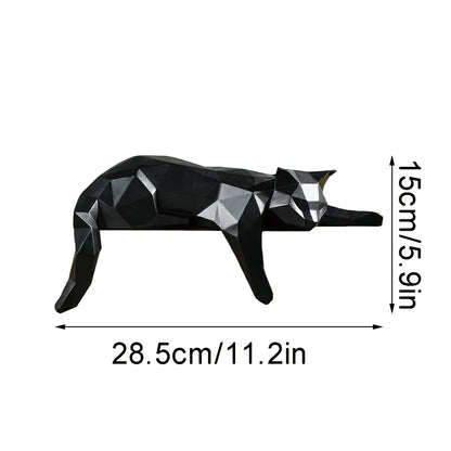 Felidae - Geometric Cat Sculpture in Modern Resin