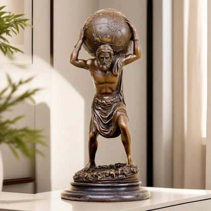 The Burden - Atlas Carrying Celestial Sphere Bronze Sculpture
