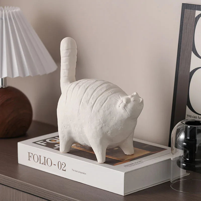 Ceramic Fat Cat Sculpture