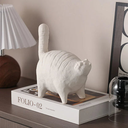 Ceramic Fat Cat Sculpture