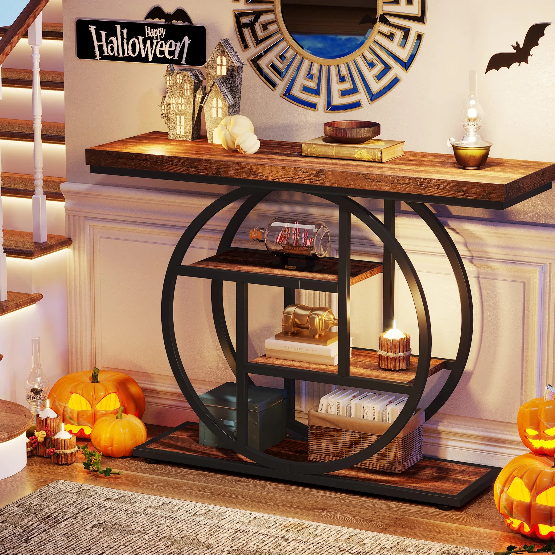 Modern Iron &amp; Wood Entrance Table