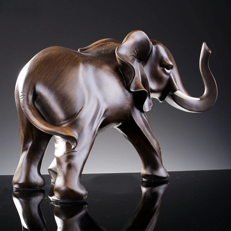 The Majestic Presence - Elephant Sculpture in Wood-Grain Resin