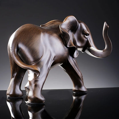 The Majestic Presence - Elephant Sculpture in Wood-Grain Resin