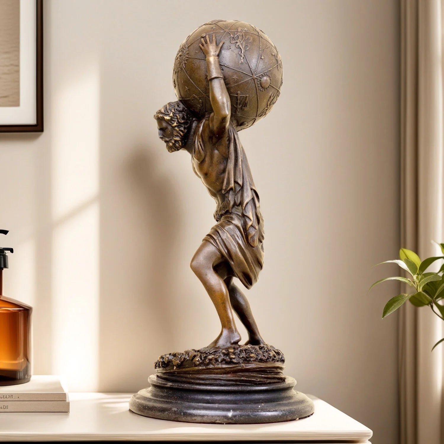 The Burden - Atlas Carrying Celestial Sphere Bronze Sculpture