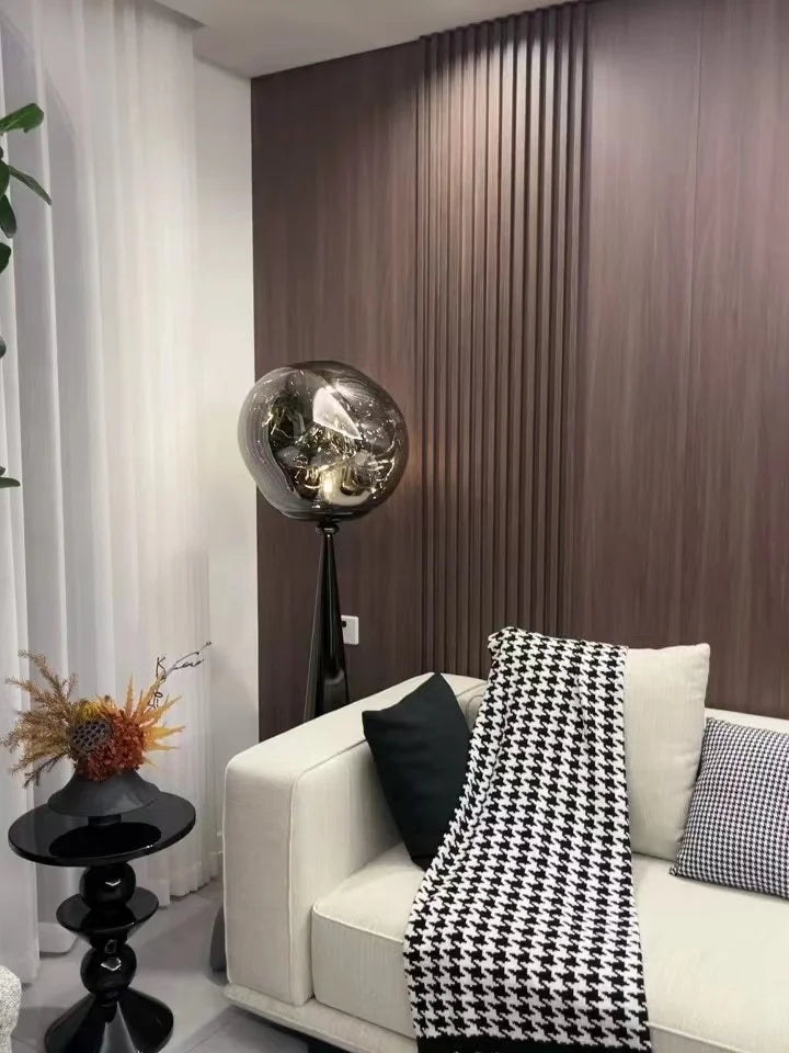 The Vulcan - Organic Form Floor Lamp with Smoke Gray Shade