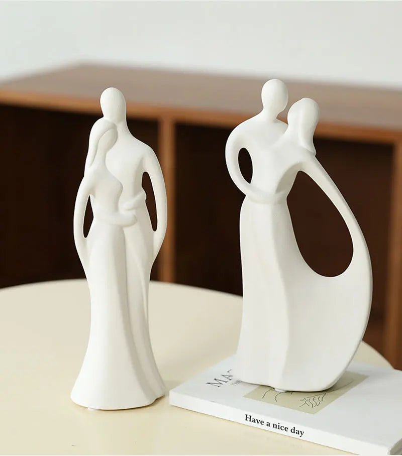 Nordic Pop Art Ceramic Couple Sculpture
