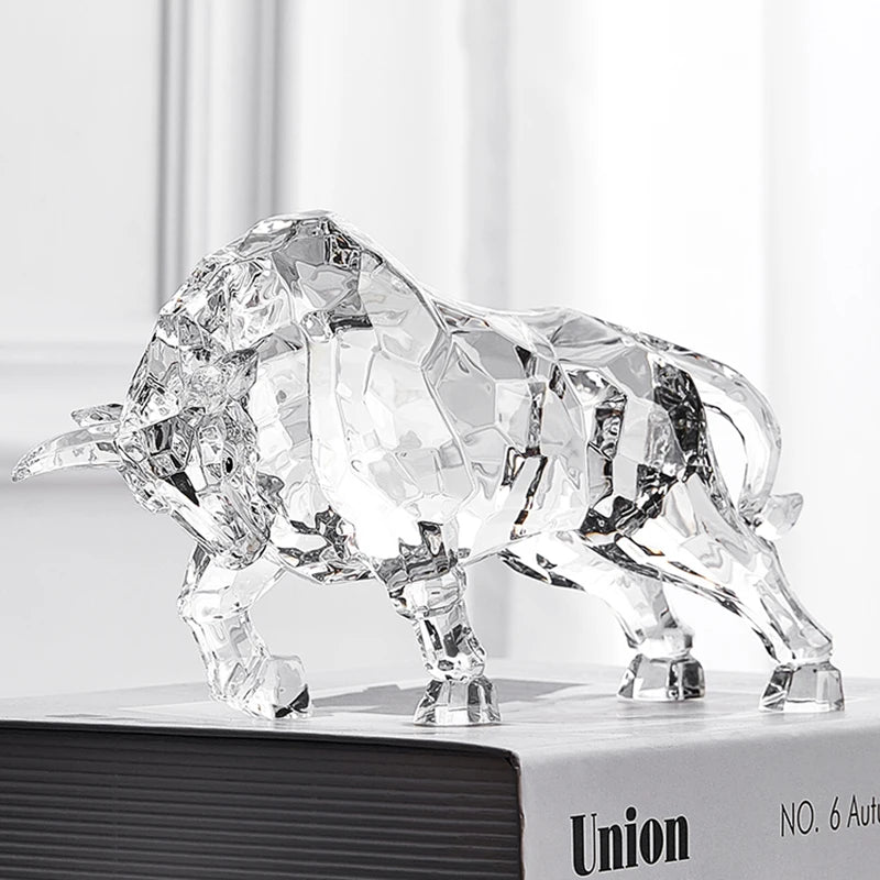 FACETED CRYSTAL BULL SCULPTURE