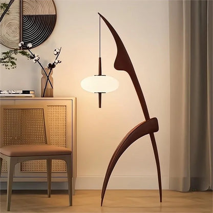 Walnut Wood Japanese-Style Floor Lamp