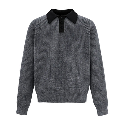 Retro Henley Collar Sweater