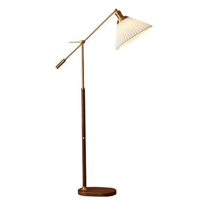 The Nordica - Walnut Wood &amp; Brass Floor Lamp