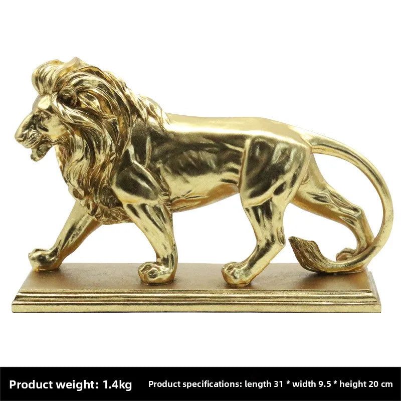 Golden Lion Resin Sculpture