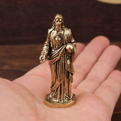 Miniature Brass Jesus Figure Sculpture