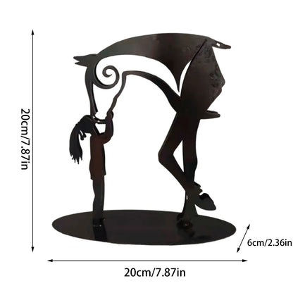 Sacred Bond - Hand-Forged Horse &amp; Human Sculpture