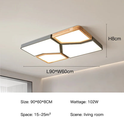 Geometra - Nordic Style Geometric Ceiling Light with Wood Finish