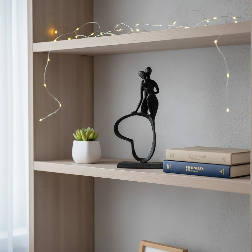 Heart Silhouette Couple Cast Iron Sculpture