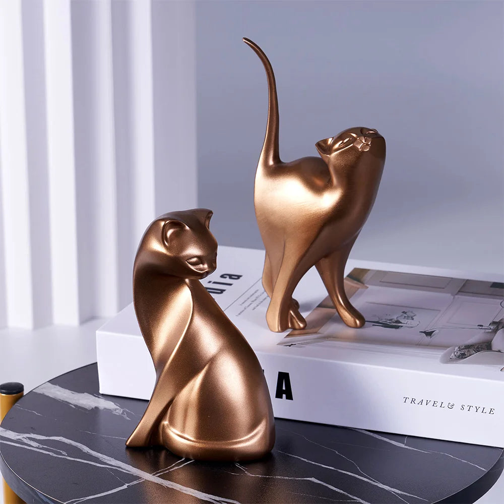 Feline Grace™ Golden Cat Sculpture Set