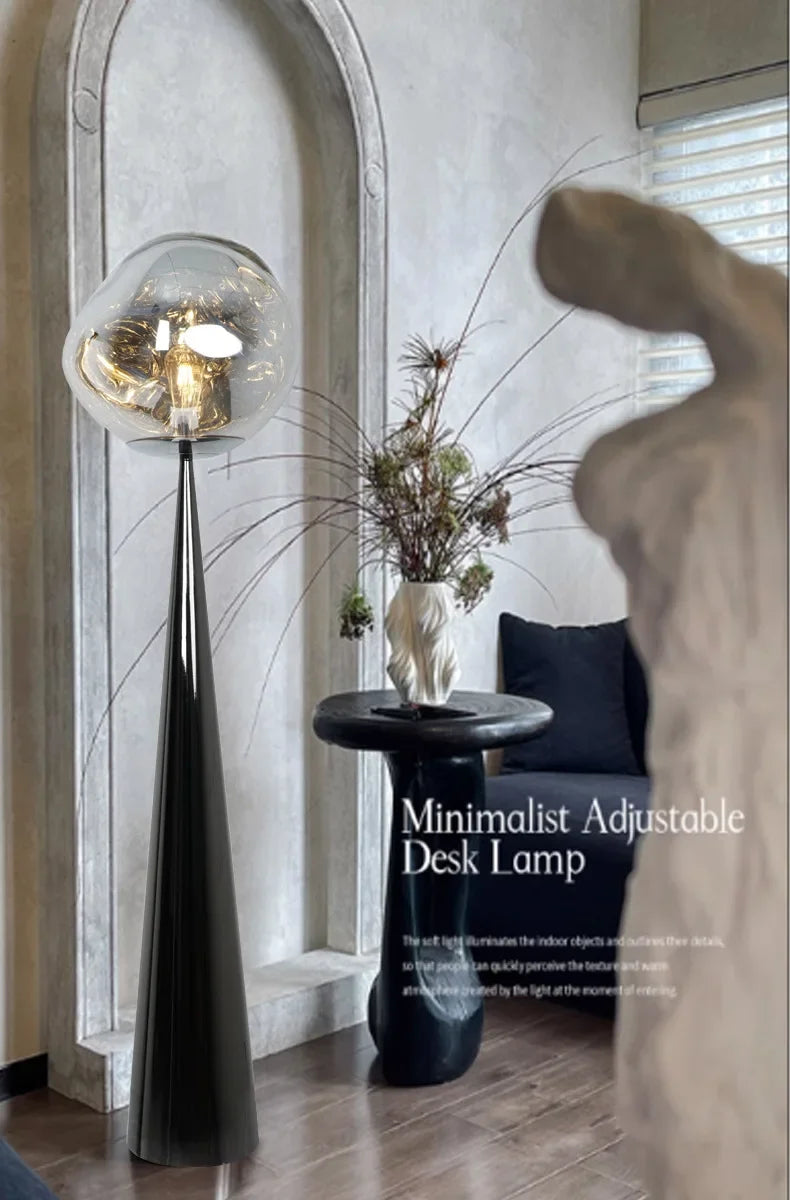The Vulcan - Organic Form Floor Lamp with Smoke Gray Shade