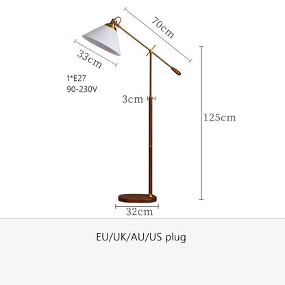 The Nordica - Walnut Wood &amp; Brass Floor Lamp