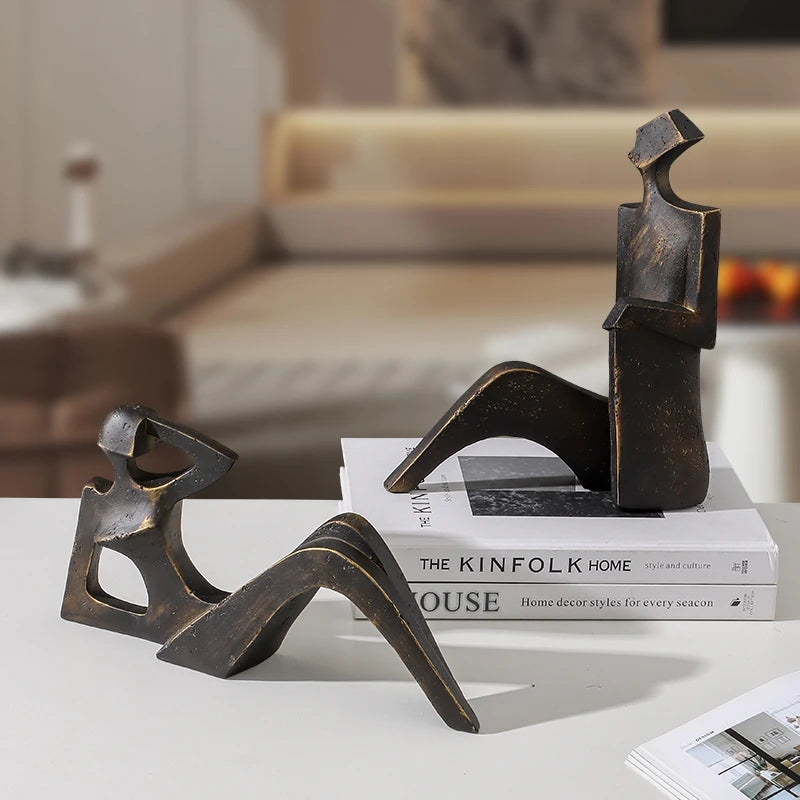 Abstract Retro Girl Resin Sculpture