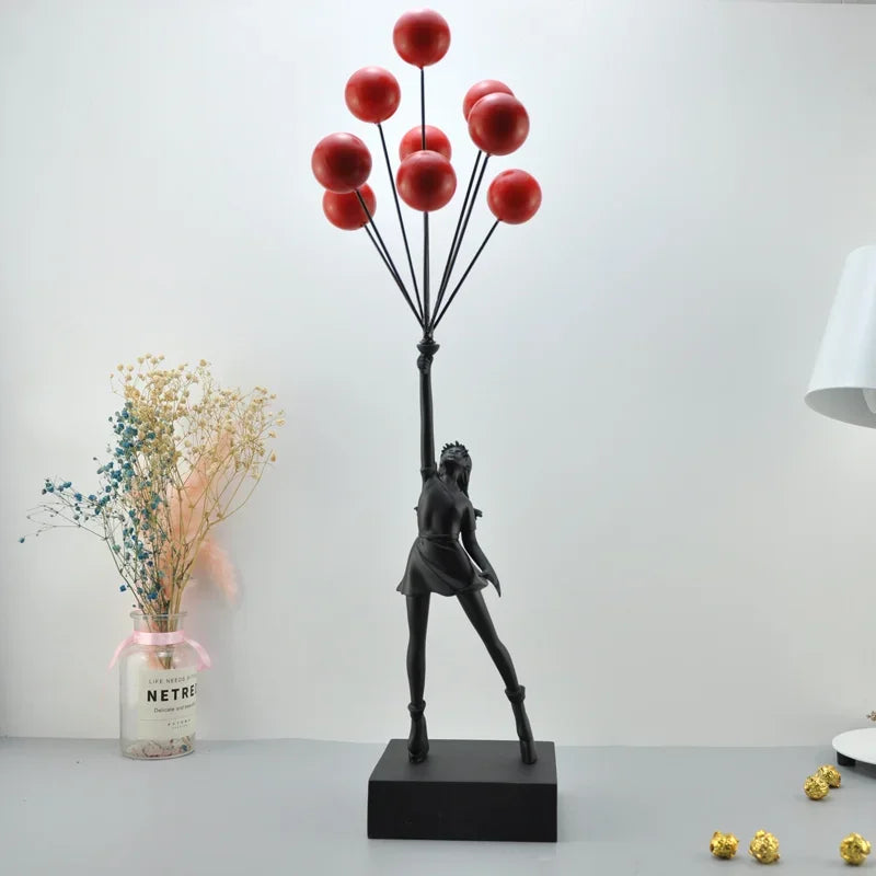 BALLOON GIRL SCULPTURE with Wire Balloon Forms