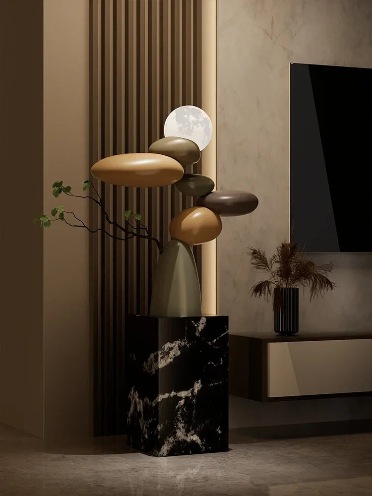 Luminous Resin Landscape Stone Sculpture