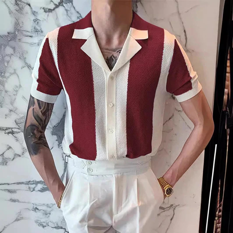 Contrast Stripe Knit Shirt