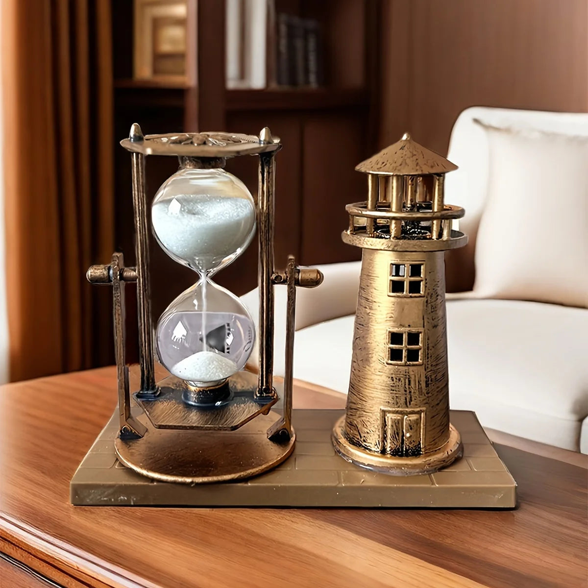 Bronze Lighthouse Hourglass Ornament